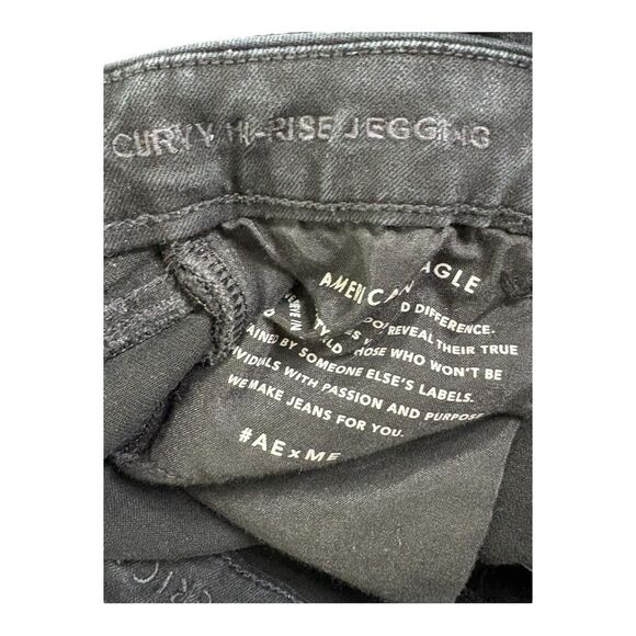 American eagle curvy hi rise jegging regular jeans 4 regular black ripped - Picture 7 of 7